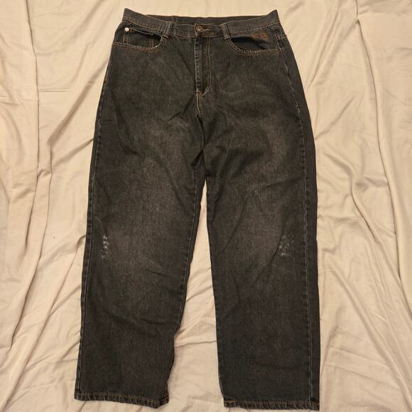 FUBU The Collection Size 36x32 Gray Denim Jeans Y2K Back Pocket Design *read* - Picture 1 of 16